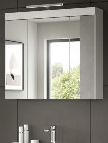Badezimmer Spiegelschrank Gusto in wei� matt Badschrank 3-t�rig inkl. LED 80 x 70 cm
