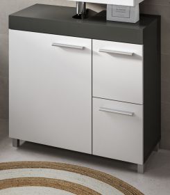 Waschbeckenunterschrank Adam Grau und Wei� 65 cm mit 2x Vollauszug