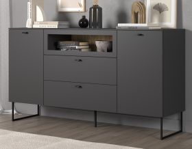 Sideboard Nuvola in grau und Eiche Evoke, Wohn- und Esszimmer Kommode 152 x 84 cm