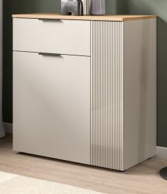 Kommode Skid in Kaschmir Sand und Evoke Eiche Sideboard 80 x 86 cm