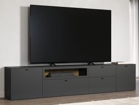 TV-Lowboard Set Nuvola in grau und Eiche Evoke, 2x TV-Schrank 280 x 58 cm