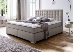Boxspringbett Isabelle 160 x 200 cm Leder Optik muddy 7 Zonen Tonnentaschenfederkern Matratze