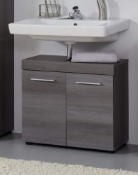 Badezimmer Waschbeckenunterschrank Pebble in Sardegna grau Rauchsilber Badschrank 2-t�rig 58 x 57 cm