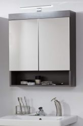 Badezimmer Spiegelschrank Pebble in Sardegna grau Rauchsilber Badschrank 2-t�rig 58 x 75 cm