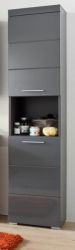 Badezimmer Hochschrank Adamo in grau Hochglanz Badschrank 37 x 190 cm