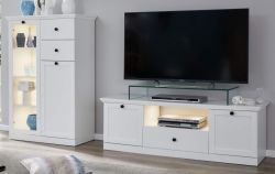Wohnwand Milla 2-teilig in wei� Landhaus Schrankwand 235 x 129 cm