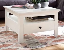 Couchtisch Milla in wei� 70 x 70 cm im Landhausstil mit Schublade