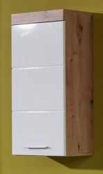 Bad H�ngeschrank Adamo in wei� Hochglanz und Asteiche Badschrank 37 x 77 cm