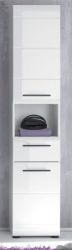 Badezimmer Hochschrank Clarito in wei� Hochglanz 30 x 182 cm