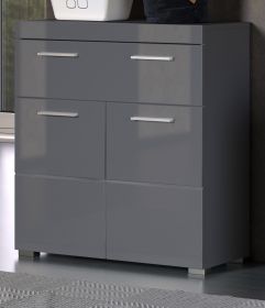 Badezimmer Kommode Adamo in grau Hochglanz Badschrank 73 x 79 cm