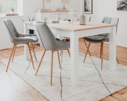 Esstisch Vestland in wei� und Artisan Eiche, Landhausstil, ausziehbar 160 / 215 x 90 cm