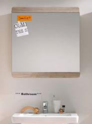 Badezimmer Spiegel Malea in Eiche San Remo hell Wandspiegel 65 x 70 cm
