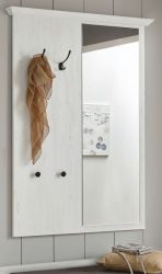 Garderobenpaneel Hooge in Pinie wei� Landhaus Wandgarderobe mit Spiegel 105 x 140 cm