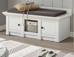 Garderobe Sitzbank Hooge in Pinie wei� Landhaus Garderobenbank und Schuhschrank 124 x 42 cm
