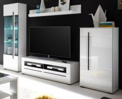 Wohnwand Design-D in Hochglanz wei� Anbauwand 4-teilig 280 x 200 cm