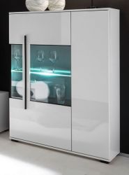 Highboard Design-D in Hochglanz wei� Kommode 90 x 140 cm Anrichte
