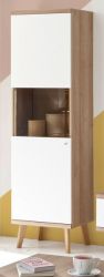 Vitrine Helge in wei� und Eiche Riviera Vitrinenschrank skandinavisch 50 x 197 cm