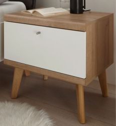 Nachttisch Helge in wei� und Eiche Riviera Nachtkommode skandinavisch 54 x 50 cm