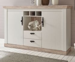 Sideboard Rovola in Pinie wei� / Oslo Pinie Landhaus Kommode 168 x 104 cm