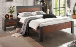 Bettanlage Ward in Used Wood Shabby und Matera grau Liegefl�che 140 x 200 cm Schlafzimmer Set 2-teilig