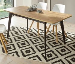 Esstisch Ronson in Artisan Eiche und schwarz K�chentisch skandinavisch ausziehbar mit Einlegeplatte 140 - 180 x 75 cm