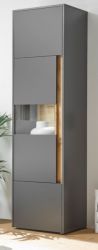Vitrine Center in grau matt und Wotan Eiche Vitrinenschrank 50 x 197 cm