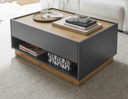 Couchtisch Center in grau matt und Wotan Eiche Wohnzimmertisch 90 x 60 cm