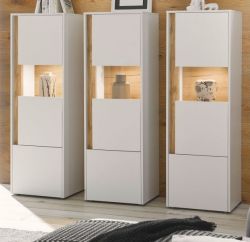 Schrank Set 3-teilig Center in wei� und Wotan Eiche Wohnkombination 3 x Vitrine 190 x 155 cm