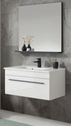 Badm�bel Set Design-D in wei� Hochglanz und schwarz Badkombination MIT Waschbecken 80 x 200 cm