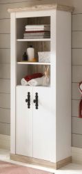 Badezimmer Hochschrank Rovola in Pinie wei� / Oslo Pinie Landhaus Badschrank 65 x 200 cm