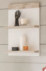 Badezimmer H�ngeregal Rovola in Pinie wei� / Oslo Pinie Landhaus Wandregal 40 x 62 cm Regal h�ngend