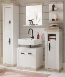 Badkombination Rovola in Pinie wei� / Oslo Pinie Landhaus Badm�bel Set 5-tlg. 184 x 200 cm