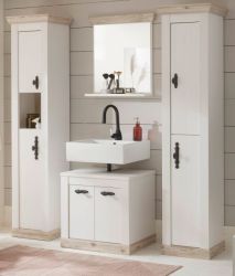 Badkombination Rovola in Pinie wei� / Oslo Pinie Landhaus Badm�bel Set 4-tlg. 184 x 200 cm