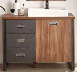 Waschbeckenunterschrank MIT Waschbecken Auburn in Eiche Stirling und Matera grau Badm�bel Waschtisch 91 x 75 cm