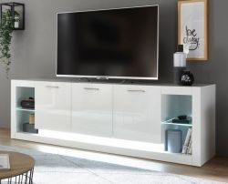 TV-Lowboard Ladis in wei� Hochglanz TV Unterteil in Komforth�he XL-Board 198 x 61 cm