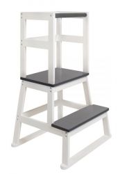 BOMI� Lernturm Swubi in wei� und grau Learning Tower Stehhilfe f�r Kinder