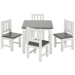 BOMI� Kindersitzgruppe Amy in wei� und grau Sitzgruppe Kindertisch und 4 x Stuhl