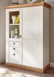 Highboard Hemsby in wei� Pinie und Eiche Wotan Landhaus Anrichte 102 x 139 cm