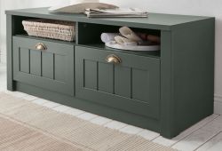 Garderobe Sitzbank Forres in gr�n Landhausstil Garderobenbank 110 x 47 cm