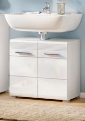 Waschbeckenunterschrank Leon in wei� Hochglanz Badezimmer Unterschrank 60 x 56 cm