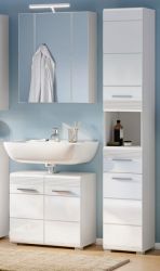 Badm�bel Set 3-teilig Leon in wei� Hochglanz Badkombination 105 x 182 cm