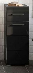 Badezimmer Unterschrank Leon in schwarz Hochglanz Badm�bel Kommode 30 x 79 cm