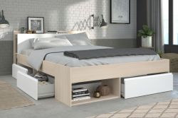 Parisot Stauraumbett Most5 in Akazie und wei� Bett mit 3 x Schubkasten Liegefl�che 140 x 200 cm