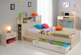 Parisot Kinder- und Jugendzimmer Charly11 in Akazie und wei� Set 4-teilig mit Bett, Regal, Nachttisch und Schreibtisch