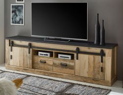 TV-Lowboard Stove in Used Wood hell und anthrazit TV Unterteil in Komforth�he 201 x 61 cm