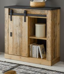 Aktenschrank Stove in Used Wood hell und anthrazit B�ro Kommode 93 x 91 cm