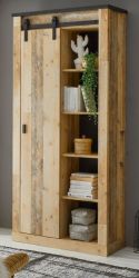 Aktenschrank Stove in Used Wood hell und anthrazit B�ro Regalschrank 93 x 201 cm