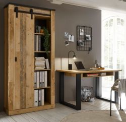 B�rom�bel Set Stove in Used Wood hell und anthrazit mit Aktenschrank