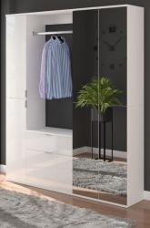 Garderobe SystemX in wei� Hochglanz Garderoben-Set mit Spiegelt�r 152 x 193 cm