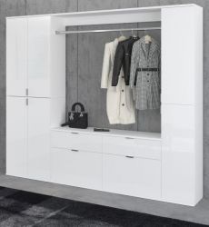 Garderobenschrank SystemX in wei� Hochglanz Schuhschrank 212 x 193 cm